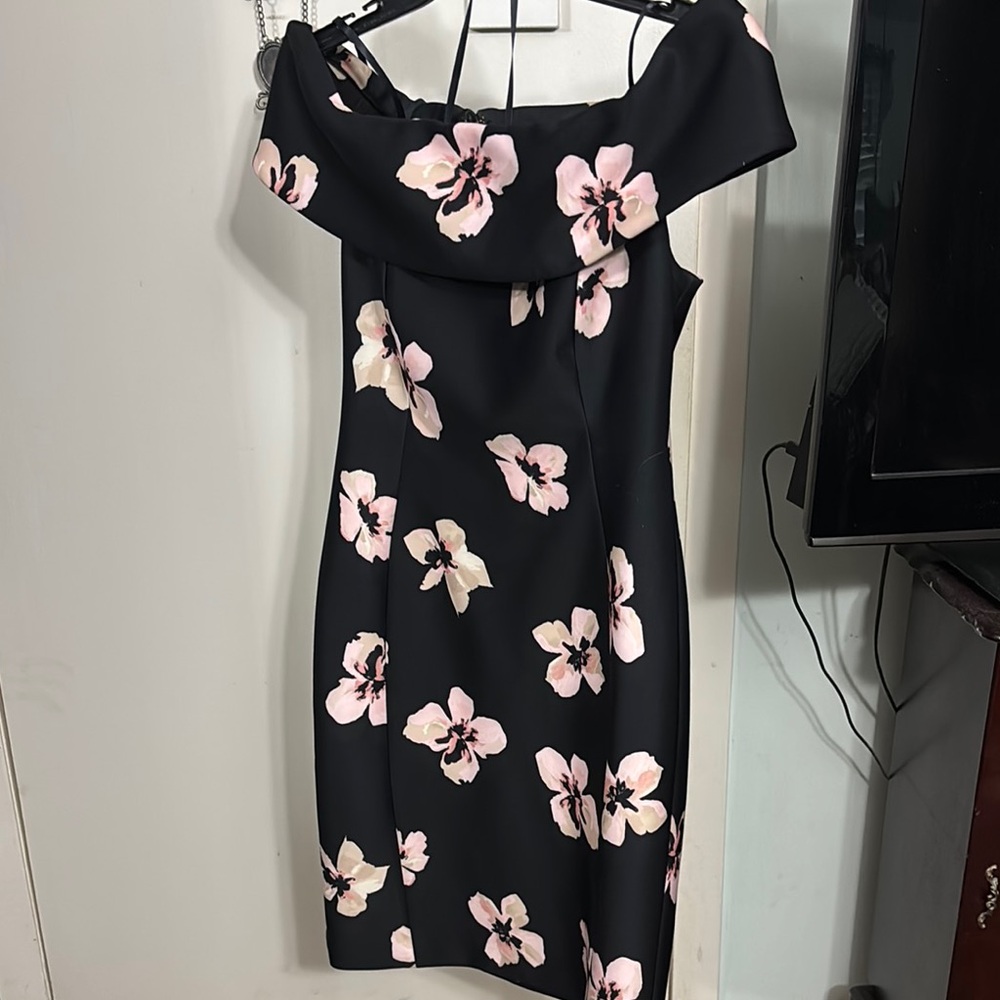 Elegant Black Floral Off-Shoulder Dress